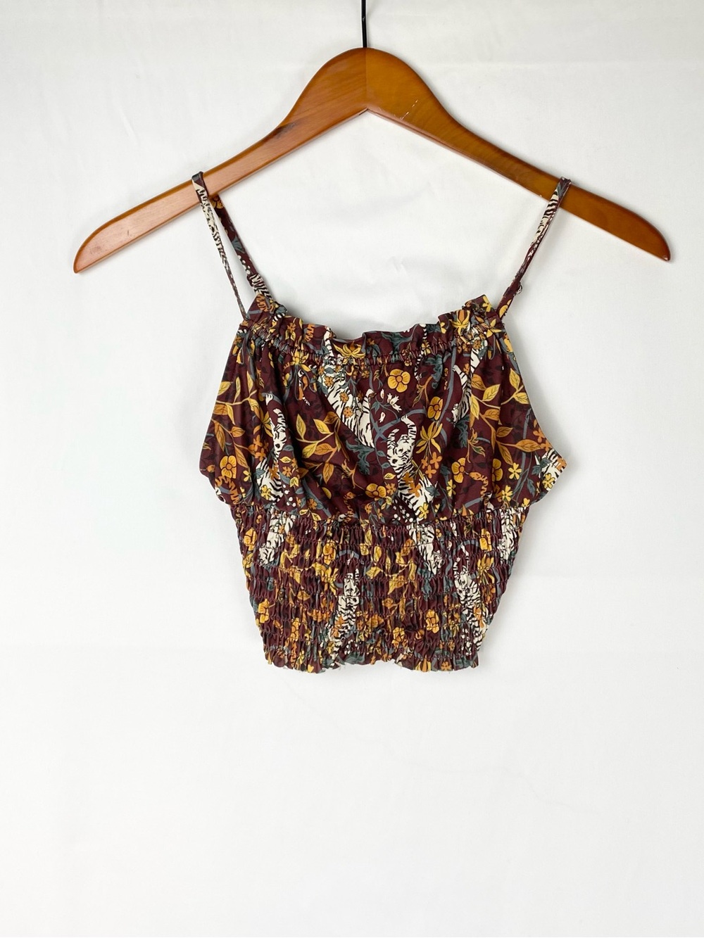Urban Outfitters Floral Smocked Cropped Tank Top Size XS